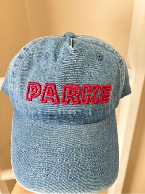 PARKE Denim Baseball Cap with Red Embroidered Logo